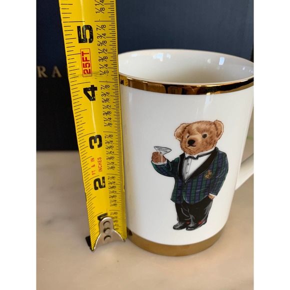 NIB Ralph Lauren Tuxedo Teddy Bear Gold-Rimmed Mug - Picture 7 of 8
